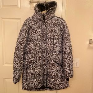 Black and white Leopard Longline Puffer Jacket